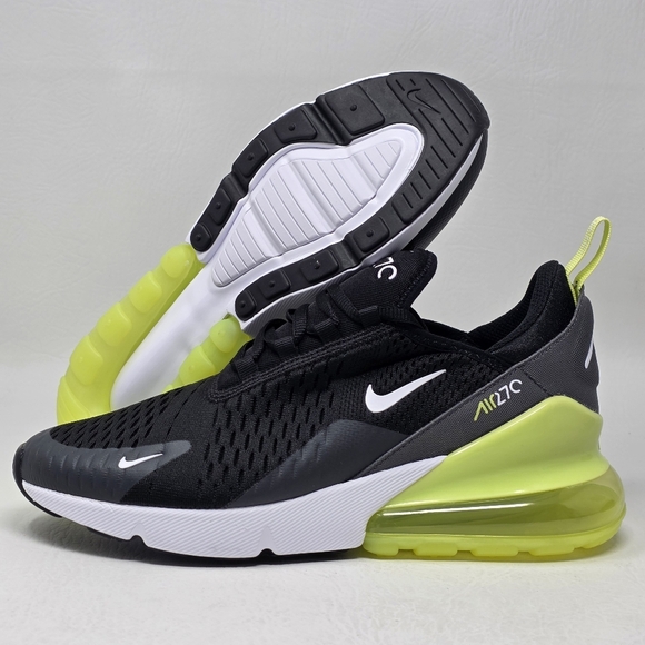 Nike Air Max 270 Black Light Lemon White Kids Shoes Size 7Y 943345-704 New